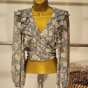 Crop wrap around blouse